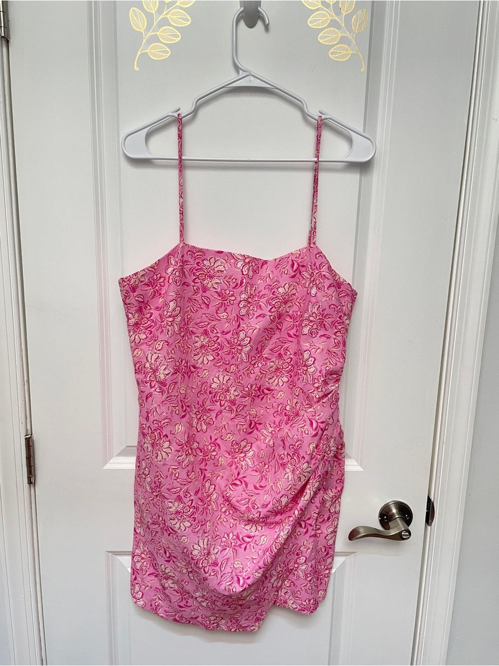 Zara size XL linen blend Pink Floral Slip summer Dress - Picture 2 of 10
